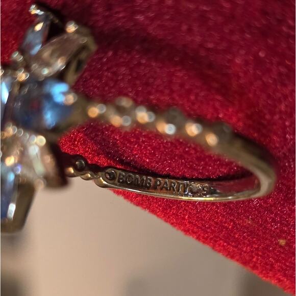 Bomb Party Nautical Starlight lab created light Sapphire rhodium plating Size 9 - Picture 6 of 8